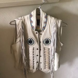 Sunriders Western Wear White Leather Vest